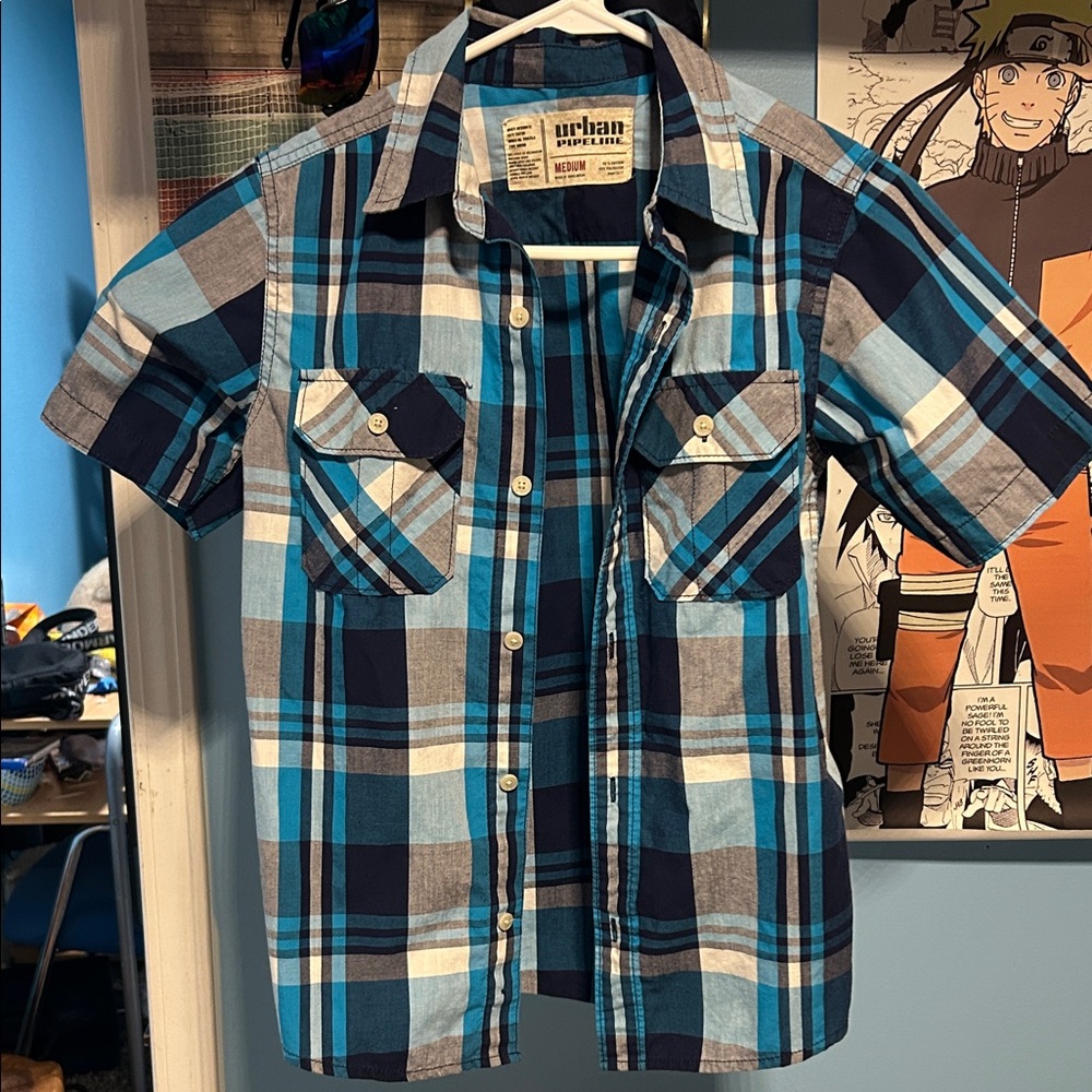 Urban Pipeline Blue Plaid Button Down Shirt